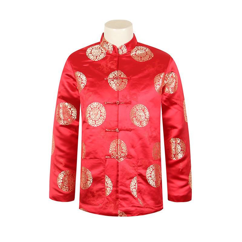 Men's Brocade Tang Jacket: Festive Chinese-Style Cotton Top for Autumn/Winter