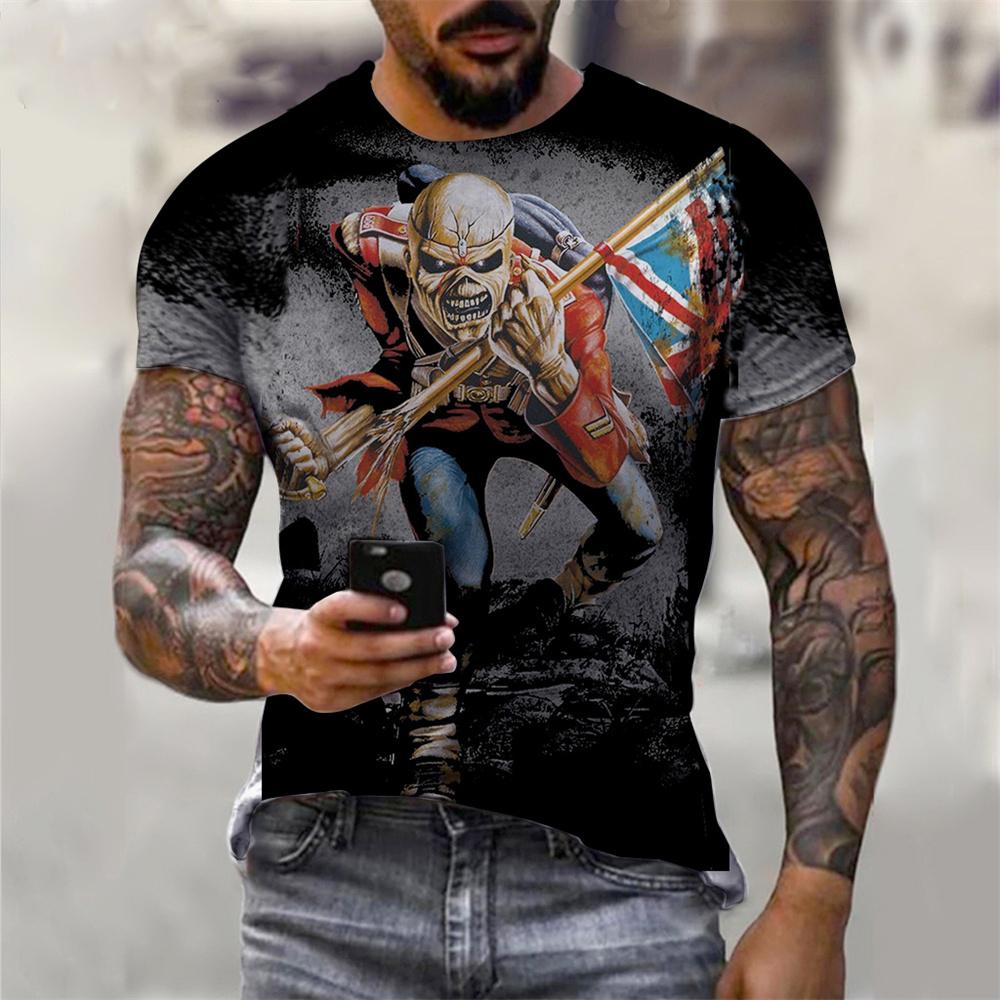 New 3D Printed T Shirt Men s Summer Vintage Skull Print Tops Devil Short Sleeve Fashion O Neck Street Men s Oversized T Shirts S