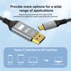 Highly Speed 80Gbps USB C To DP 2.1 Extension Cable for 8K 60Hz 4K 240Hz Video Output with HDRs Support On Laptop and Monitor Displays