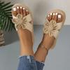 Fashion Women's Casual Slippers 2025Summer Bow Flat Weave Beach Flat Shoes Ladies Open Toed Flip Flops
