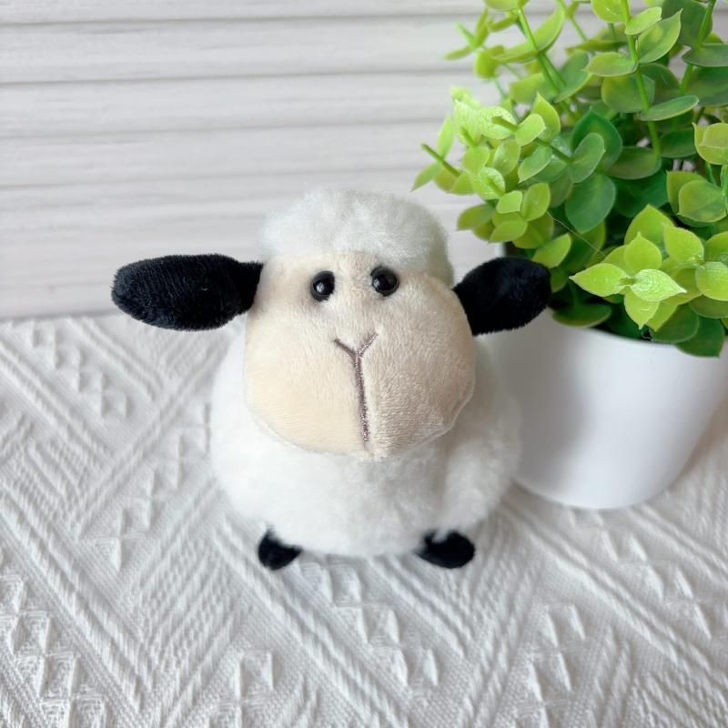Plush Sheep Fluffy Keychain Smooth Metal Buckle Lovely Cartoon Pendant for Backpack School Bag Decor Kids Birthday Gifts