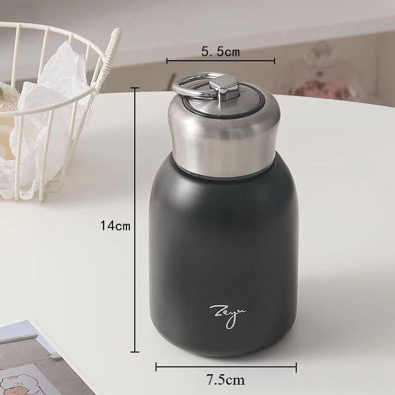 300ML Stainless Steel Vacuum Flask with Lifting Ring Mini Thermos Cup Car Insulated Cup Portable Travel Water Bottle Coffee Mug
