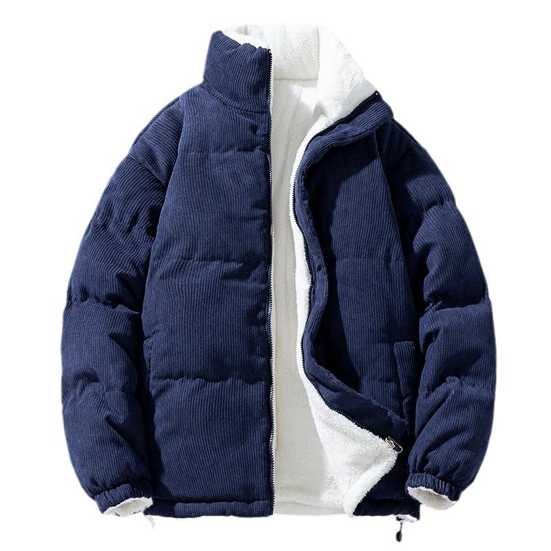 Winter Fashion Men's New Jacket Double-sided Wear Warm Winter Corduroy Cotton Clothing, Men's and Women's Fleece Jacket Thick