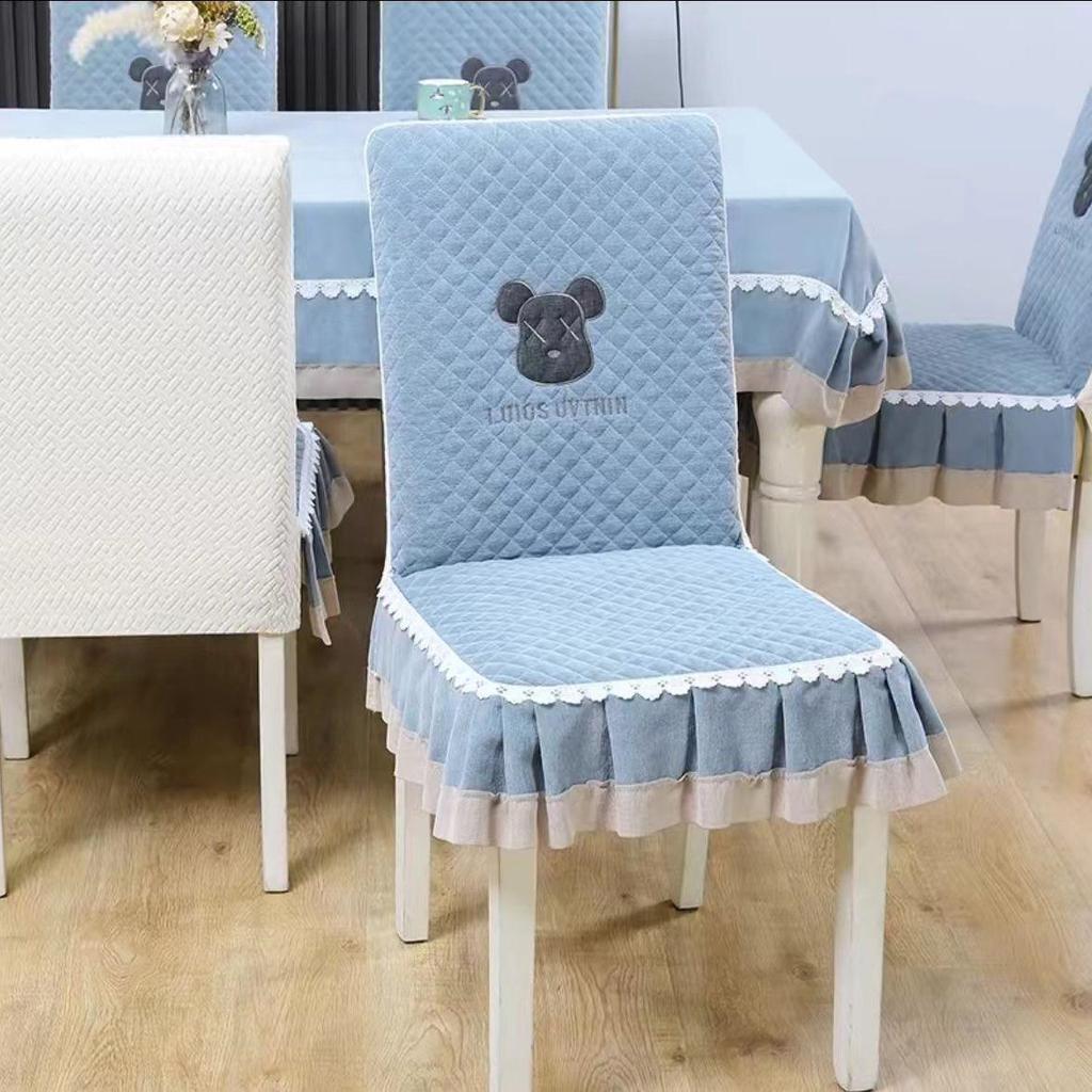 All-Season Dining Chair Cover with Built-In Backrest Pad and Cotton Padding