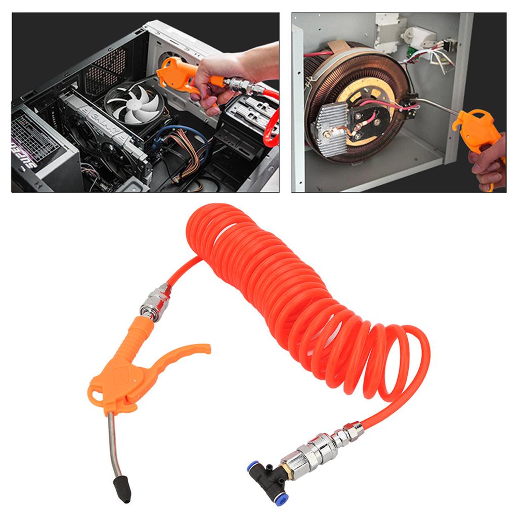 ABS-Luftblaspistole, Staubgebläse mit 6 m Federschlauch, 3-Wege-Schnellanschluss für die Autoentstaubung