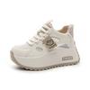 Thick-soled White Shoes 2025 New Models Increase by 8 Cm, Show Feet, Small Casual Versatile Color Matching, Transparent Net Student Women's Shoes