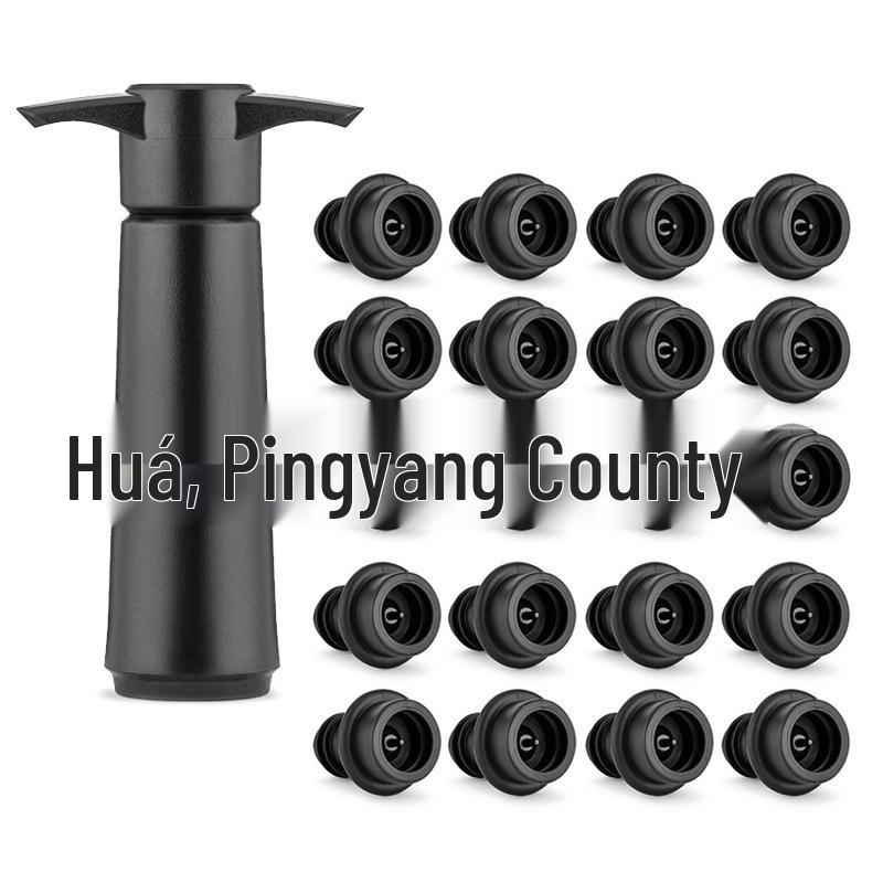 Pompka próżniowa do wina ze stali nierdzewnej i czarnej z korkiem silikonowym