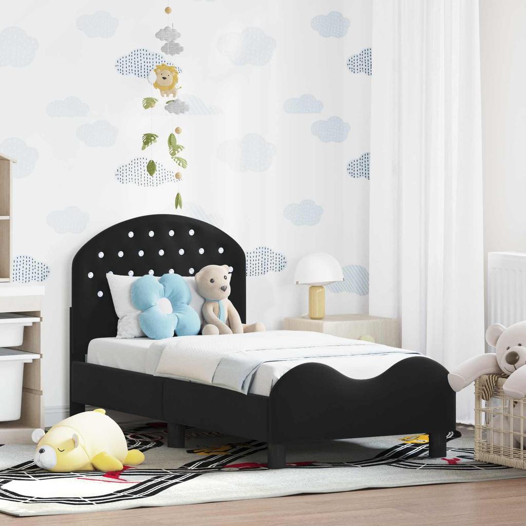 Kids Bed Frame with Headboard Black 70 x 140 cm Velvet