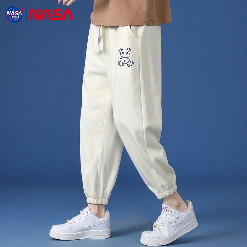 NASA Joint-Name Men's Sweatpants Summer Ice Silk Thin New Sports Men's Pants Spring and Autumn Capri Casual Trousers