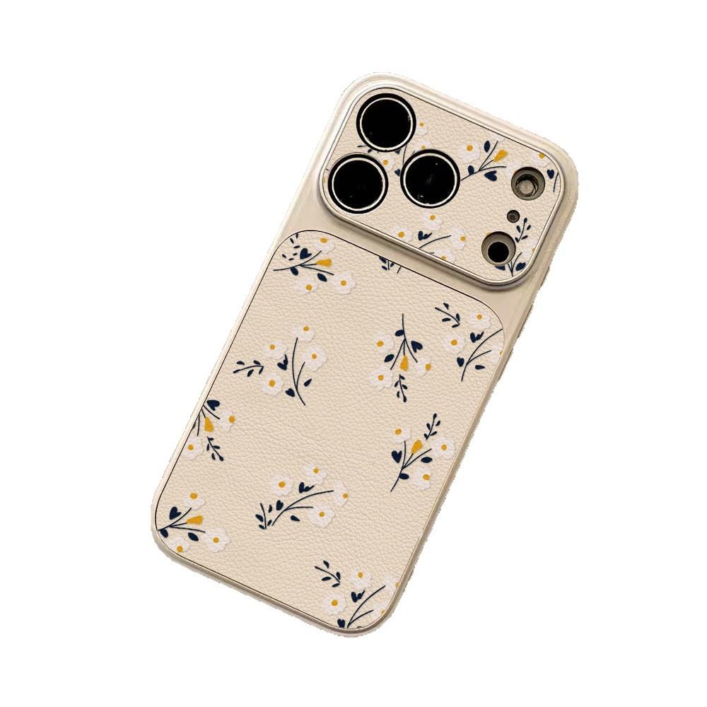 ins wind advanced sense silver frame full screen petal mobile phone case for iPhone17Pro large window soft case all-inclusive