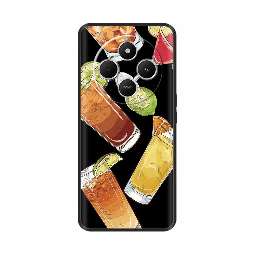 Luxury Painted Case For Redmi 14R 5G Soft Black Silicone Bumper Back Cover for Xiaomi Redmi 14R 14C Cases Funda Shockproof Shell