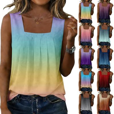Camiseta sin mangas informal vintage estampada de moda para mujer