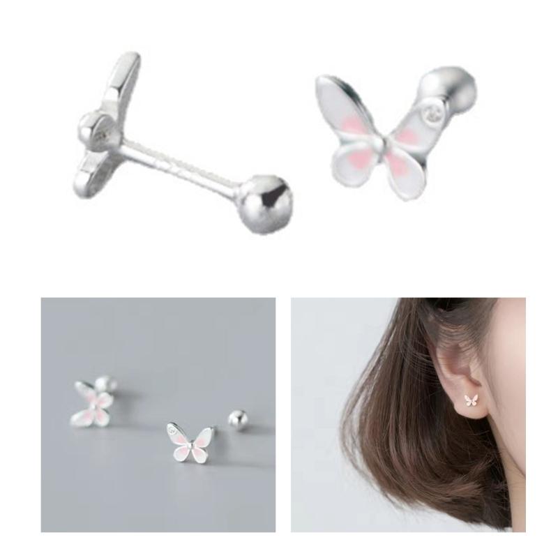 Small Butterfly Screw Studs Earrings for Women Girls Comfortable Wear Charm Earwear Stylish Accessories for Party