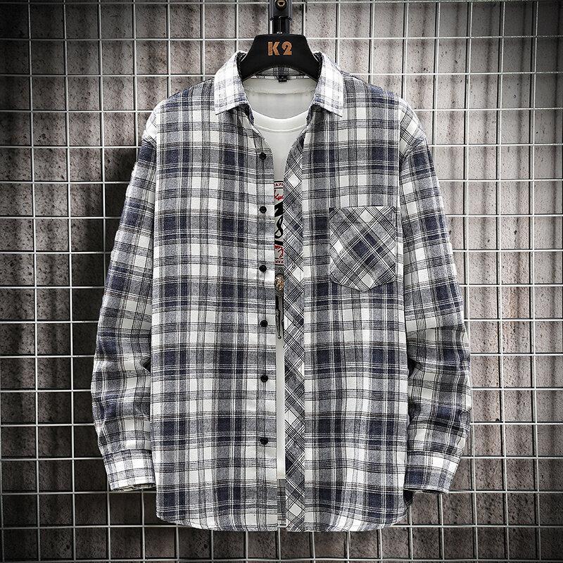 Four-season Plaid Shirt Loose Plaid Shirt American Retro Daily Versatile Shirt Jacket