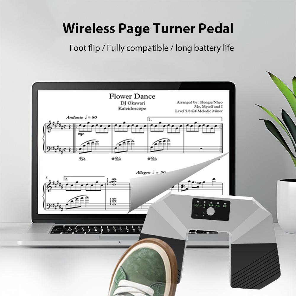 Wireless Page Turner Pedal BT Portable Music Page Turner for Piano Guitar Tablets Smartphones Silent Foot Page Turner