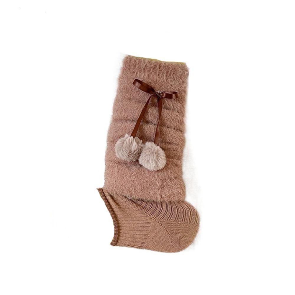 Thicken Balletcore Plush Stockings Y2k Knitted Leg Covers Trendy Mink Fur Leg Warmer  Women