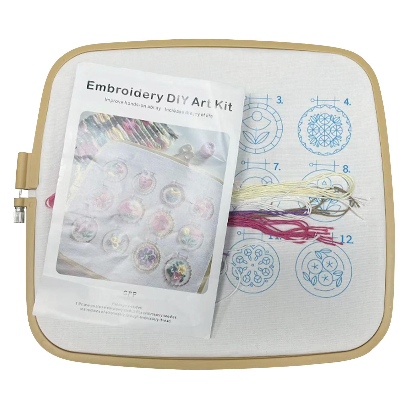 

Маленький набор для вышивки цветочной рамкой, освойте 12 различных стежков, набор для начинающих по вышивке цветов своими руками, для начинающих с выкройкой и инструкциями