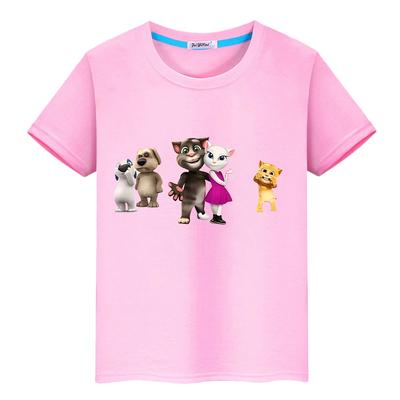 T-shirt för barn pojke 10 år Talking tom cat Tryck 100% bomull anime T-shirts pride t-shirt Kawaii Toppar Kort y2k Jul flickkläder