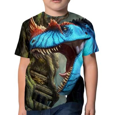 Sommer Rundhals 3D Dinosaurier Gedrucktes Top Modische Lässige Kurzarm Kinder Jungen T-Shirts