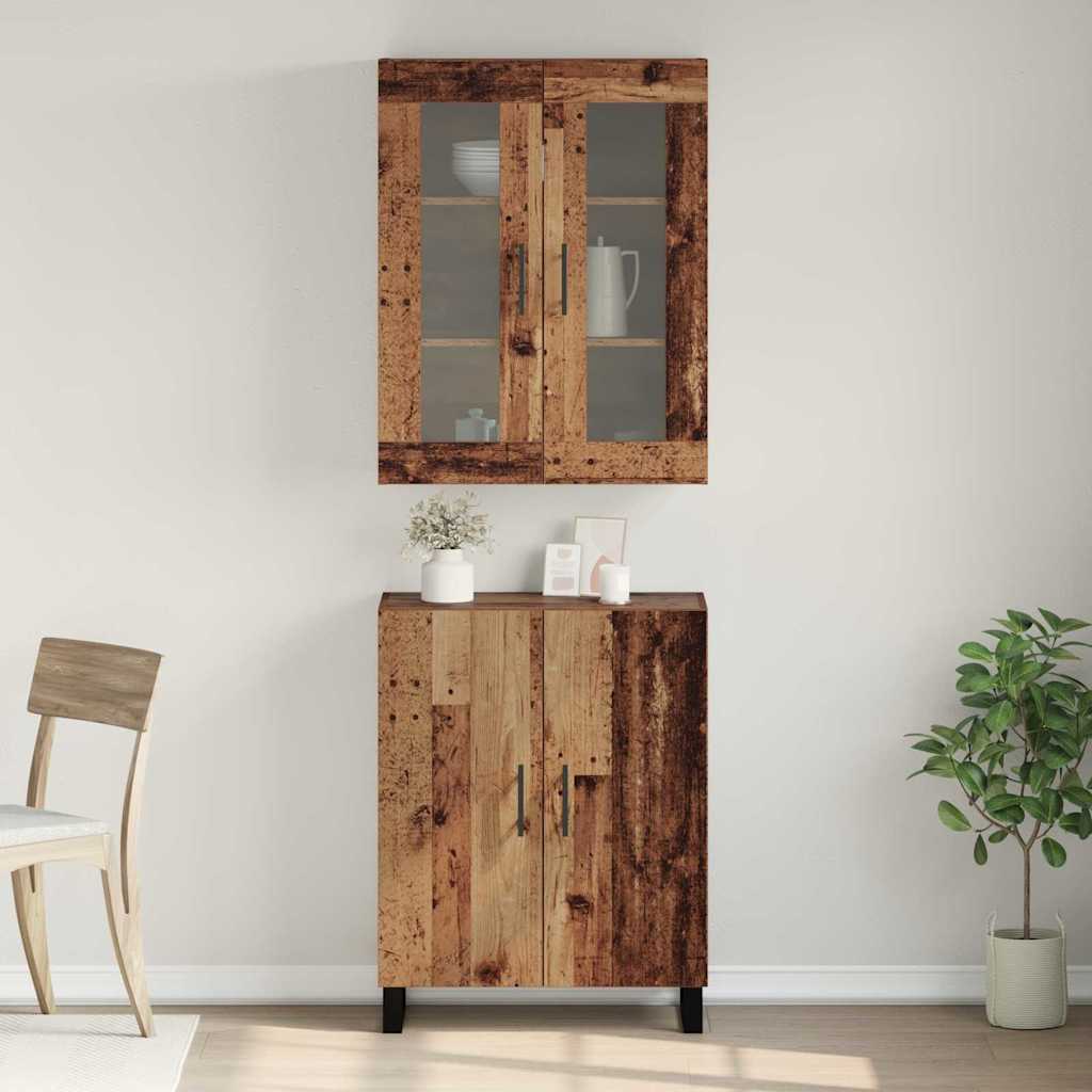 Highboard 2 pcs Reclaimed Wood Effect Particleboard