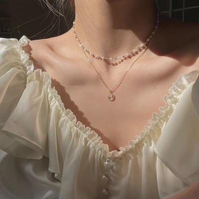 Double Layer Pearl Pendant Necklace - Summer Korean Style Fashion Accessory