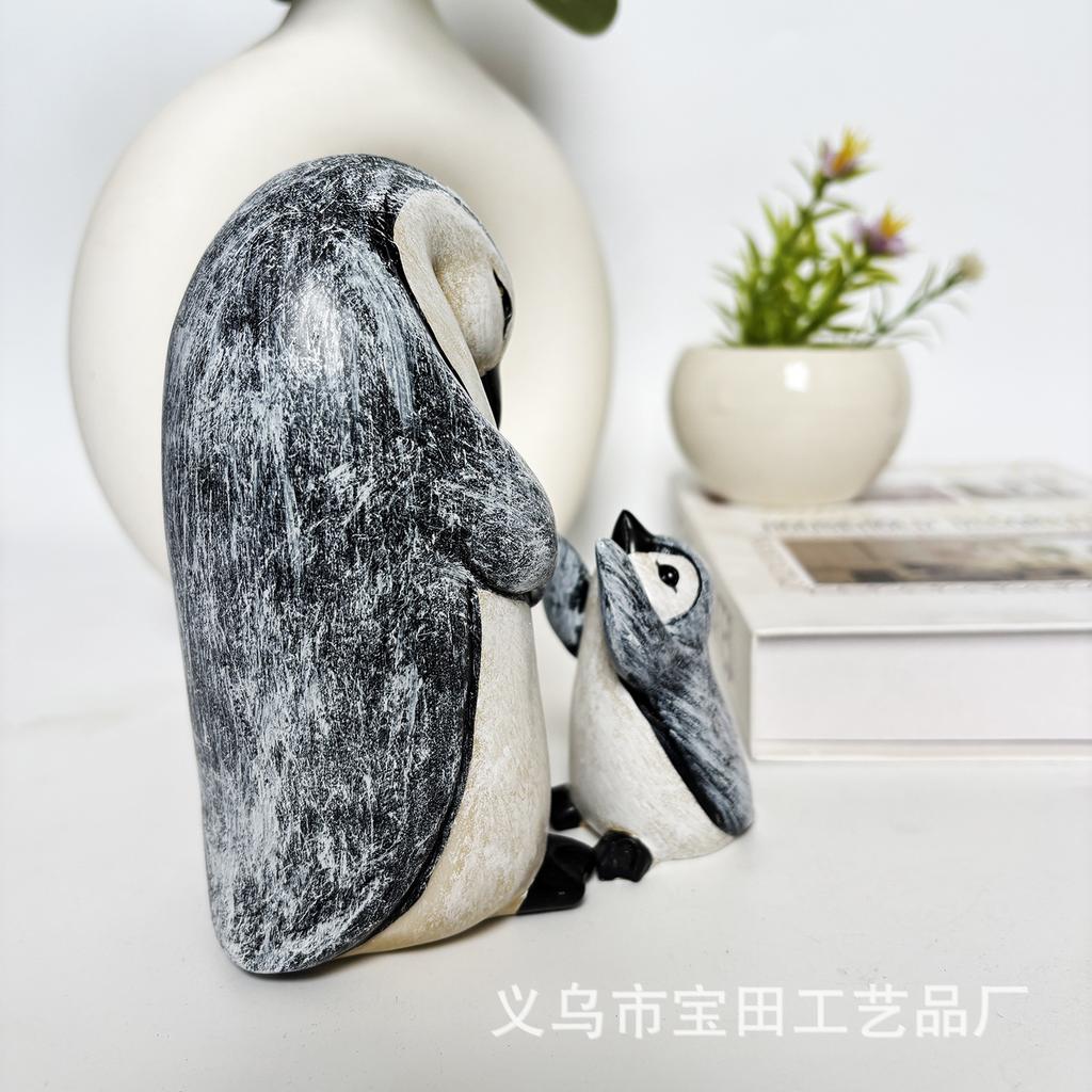 New Mother's Day Home Animal Ornament Gift Cute Parent-Child Penguin Resin Statue Ornament Decoration