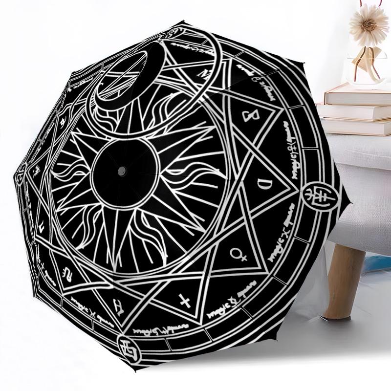 Sun And Moon Celestial Art Outdoor Automatic Umbrella Retractable Design with 8-Rib Durability Lightweight Perfect Gift for Friends Family