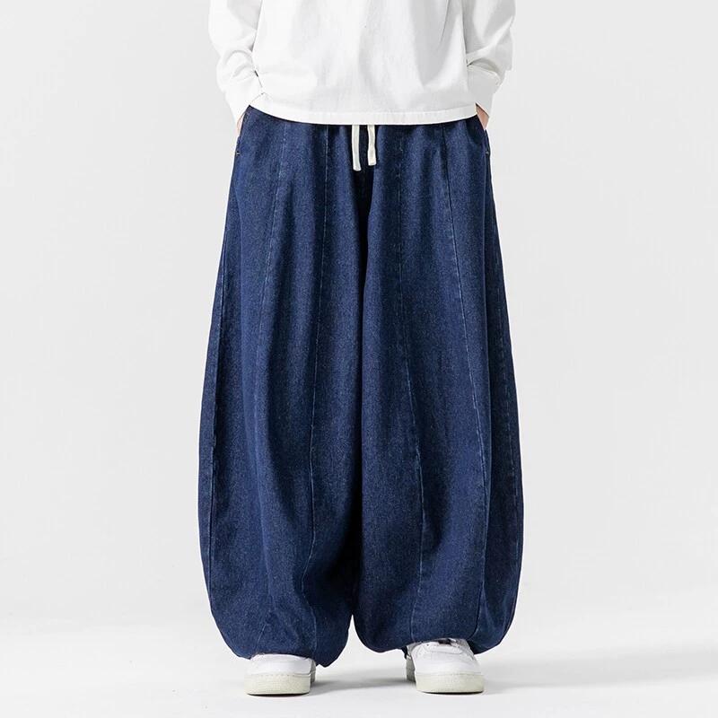 Spring Men's Plus Size Japanese Loose Harem Straight Pants Wide-leg Casual Pants Mopping Jeans