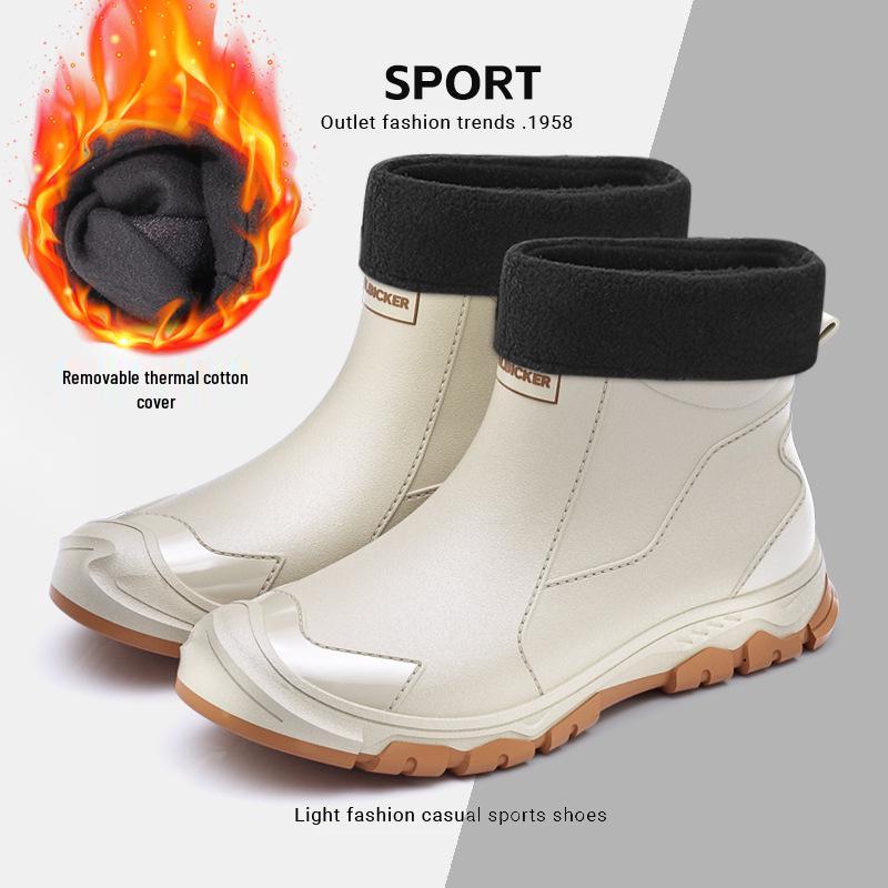 Stivali da Pioggia Impermeabili Taglie Forti da Uomo Foderati in Pile Antiscivolo Calzature Invernali da Esterno Scarpe Resistenti per Attività di Pesca
