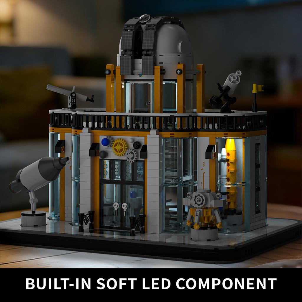 1623Pcs Aerospace Museum Building Blocks, Space Station Observatory Model With Led Light, Stem Educational Toy Gifts For Kids