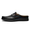 Large Size 47 Mules Men Half Shoes For Man Leather Mens Semi-Drag Casual Shoes Backless Loafers Slip On Flats Closed Toe Sandals