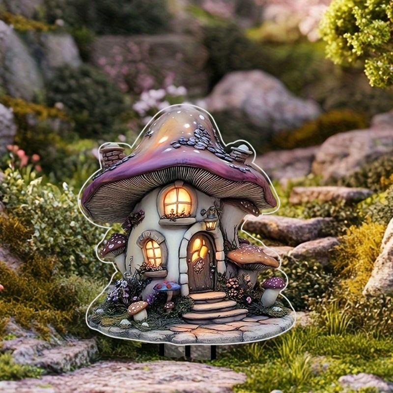 Acrylic Garden Floor Plug Cartoon Creative Mushroom Statue Sculptures Multifunctional Waterproof Mushroom Figurine