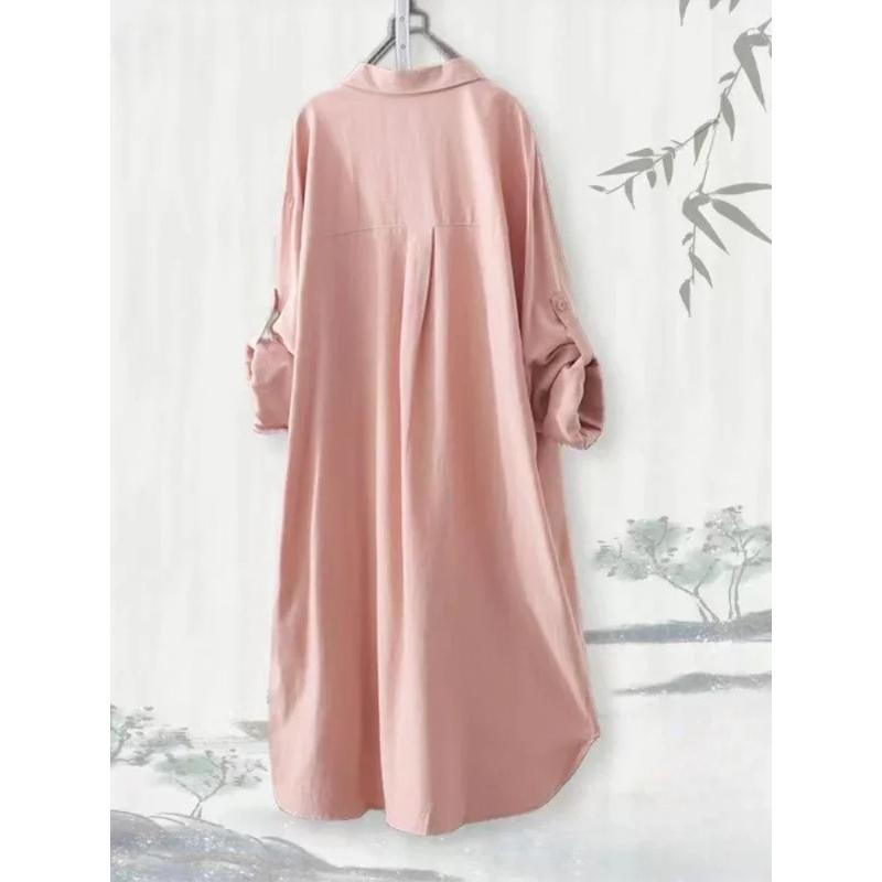 Plus Size Loose Breathable Blouses Shirt Korean Casual Autumn Shirts Women Simple Solid Female Long Sleeved Shirts