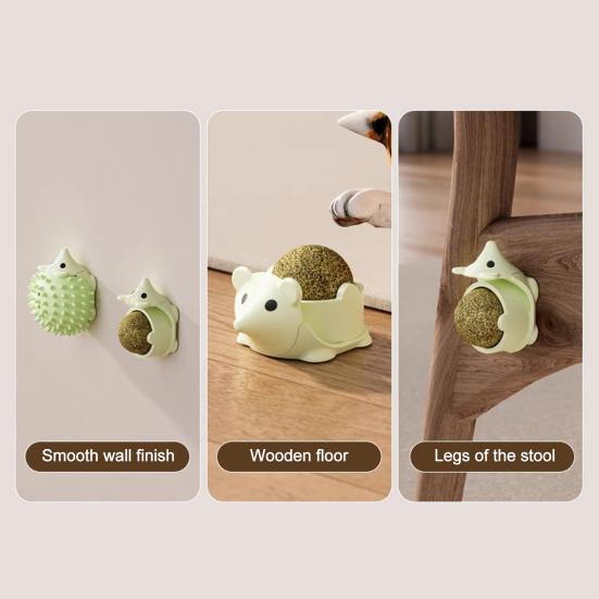 Hedgehog Face Scratcher Cat Toy with Catnip Ball Anxiety Relief Indoor Cats Catnip Stick-on Wall Toy Interactive Teething Boredom Entertainment Toy