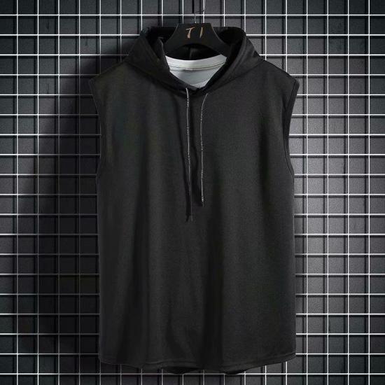 Ice Silk Summer Hoodie Vest Sleeveless Bodybuilding Gym Workout Fitness Shirt High Quality Vest Hip Hop Sweatshirt Tops