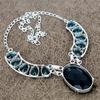 Black Spinel, Iolite Gemstone 925 Sterling Silver Jewelry Necklace 18" KKG-419