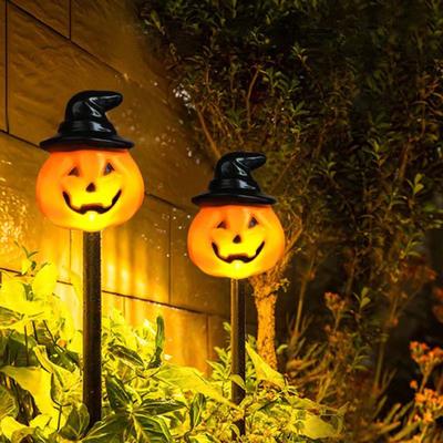 5Pcs Solar Pumpkin Pathway Lights Outdoor Halloween Decorations Solar Powered Light Up Pumpkin Ground Stakes for Party Porch Yard Decoration