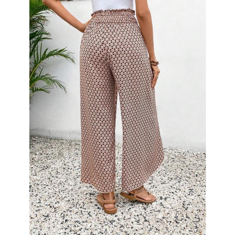 VEZFAA Women's Fashion Casual Plaid Print High Waist Trousers Pants & Capris