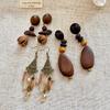 Retro Bohemian Wooden Tassel Earrings: 2026 Summer Niche Stud Accessories