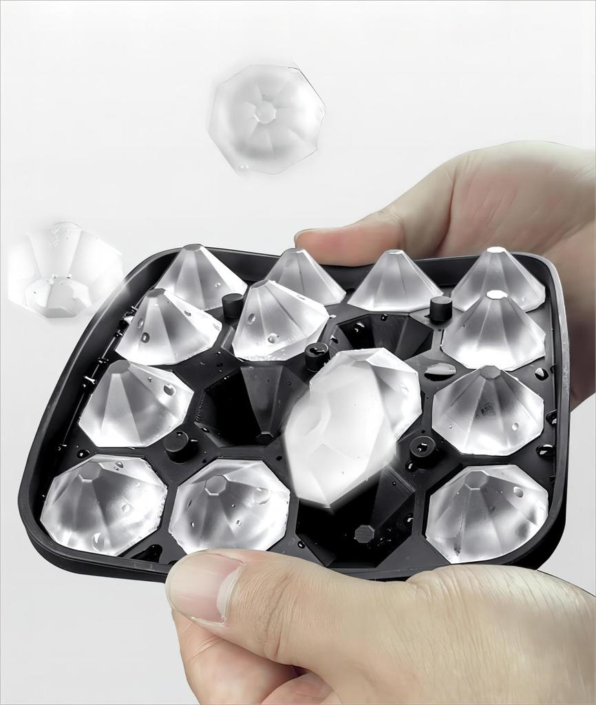 Tiny Diamond Ice Molds , Small Diamond-Shaped Silicone Ice Cube Trays 16 Cubes Per Tray, Easy Release, BPA-Free and Stackable