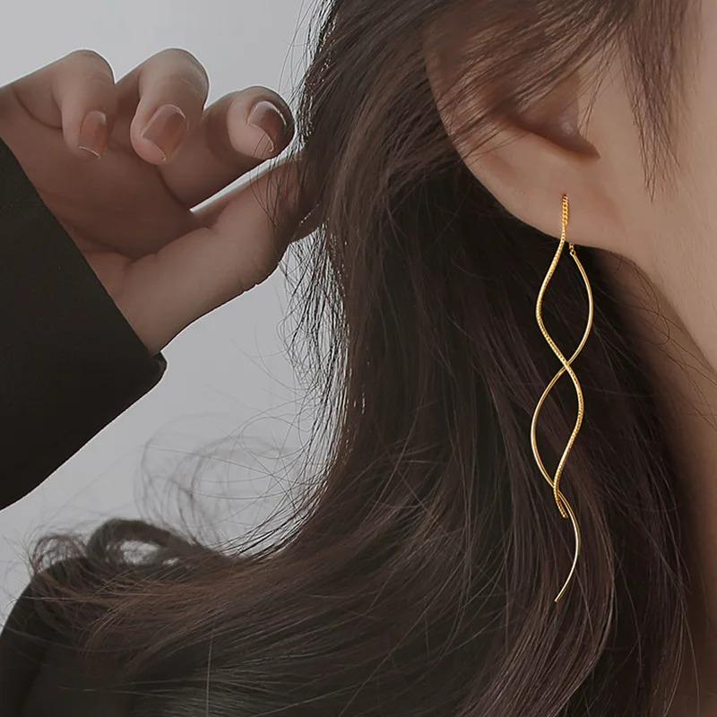 Minimalist Long Wavy Fringe Earrings Women Able Hanging Earrings High-End Jewelry Minimalist Accessories Gifts