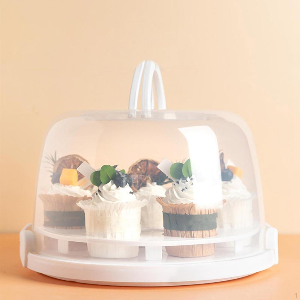 Porta Torta con Manico per Muffin, Crostate, Biscotti, Dessert, Contenitore per Cupcake per Feste