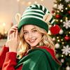 With Elf Ear Xmas Knitted Beanie Soft Warm Christmas Pointed Hat Party Elf Costume Hat  Christmas