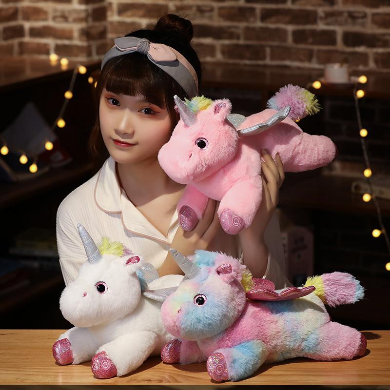 Colorful LED Light Unicorn Doll Plush Toys Soft Cute Throw Pillows Birthday Gift Stuffed Animals Glowing Toy for Girls Chidren