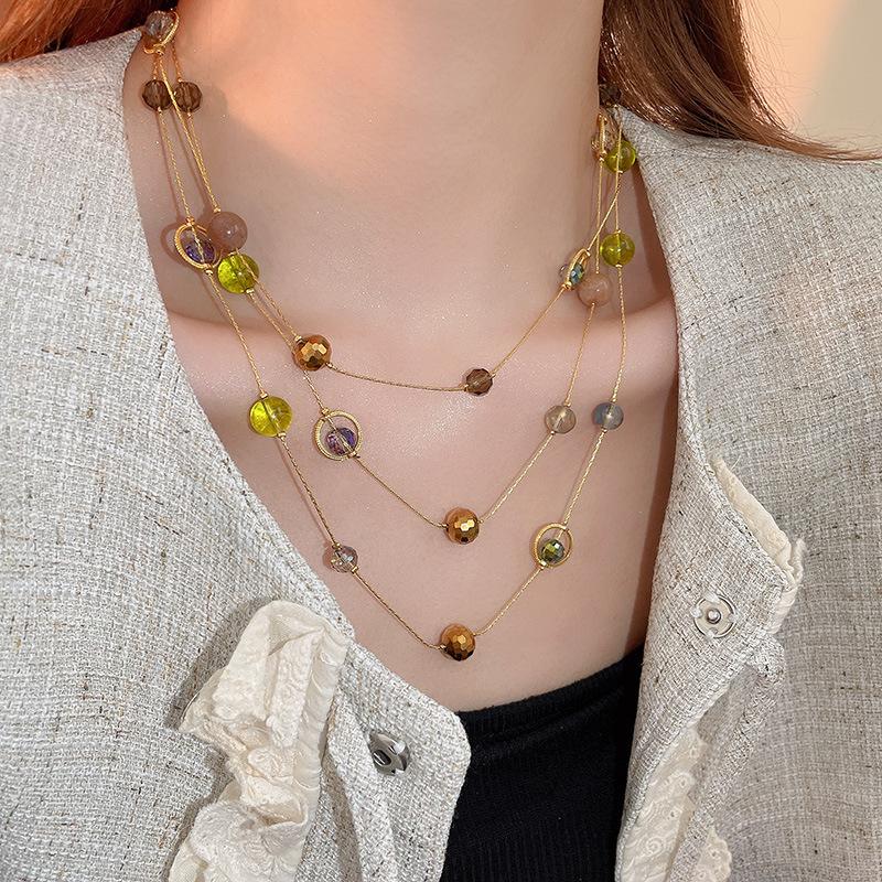 Bohemian vacation wind beaded necklace light luxury personality collarbone chain necklace