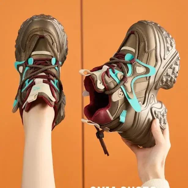 Fashion 9CM Microfiber Leather Women Chunky Sneakers Platform Wedge Loafer Flats Winter Autumn Warm Vulcanize Loafer Mixed Color Shoes