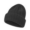 Double-layer thickened solid-color striped wool hat for men's autumn and winter knitting, curling to show a small face, warm cover, knitted hat for wo