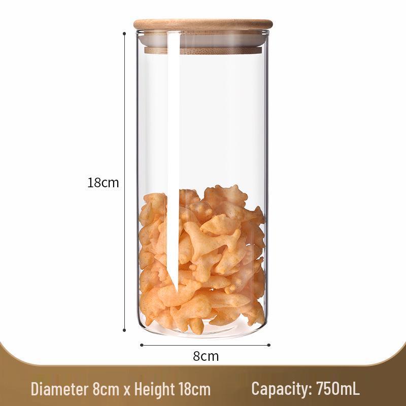Transparent Sealed Glass Jar for Grains, Cereals, Dried Fruits, Tangerine Peel, and Tea.