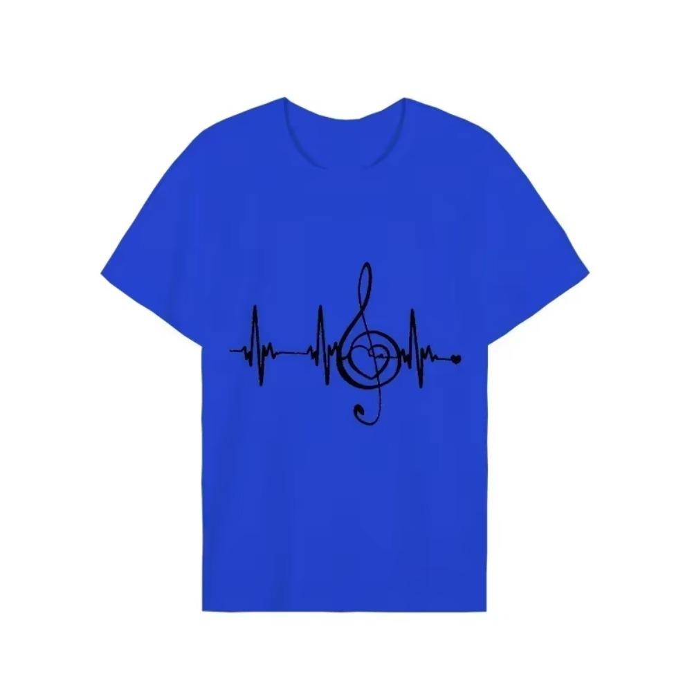 Men's Black Shirts Short Sleeves T-Shirts Oversized Summer Tops Music Note Heartbeat Funny Tshirts for Men Design Music Tee Tops