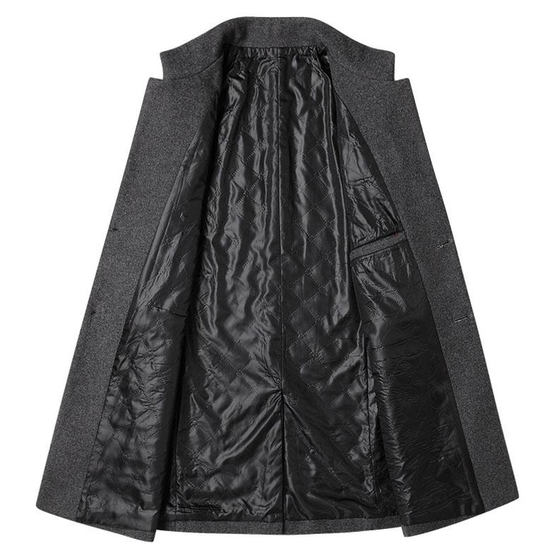 Pánsky vlnený kabát v európskom a americkom štýle na jeseň a zimu Stredne dlhý bavlnený zahustený biznis pánsky kabát